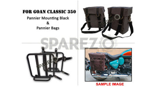 For Royal Enfield Goan Classic 350 Military Pannier Bags Grey Color and Mounting For Royal Enfield Goan Classic 350 Military Pannier Bags Grey Color and Mounting